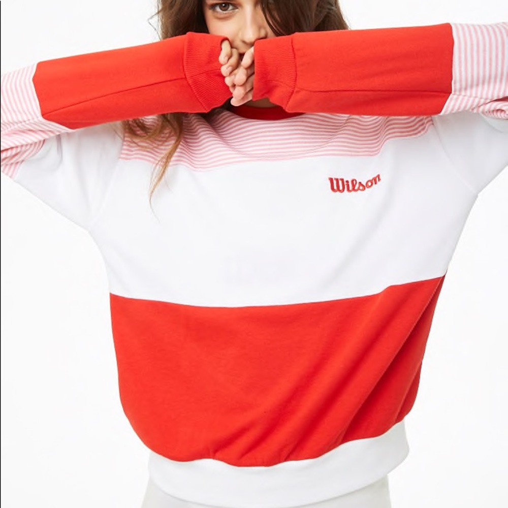 Wilson Color block Red, Pink & White Sweater small